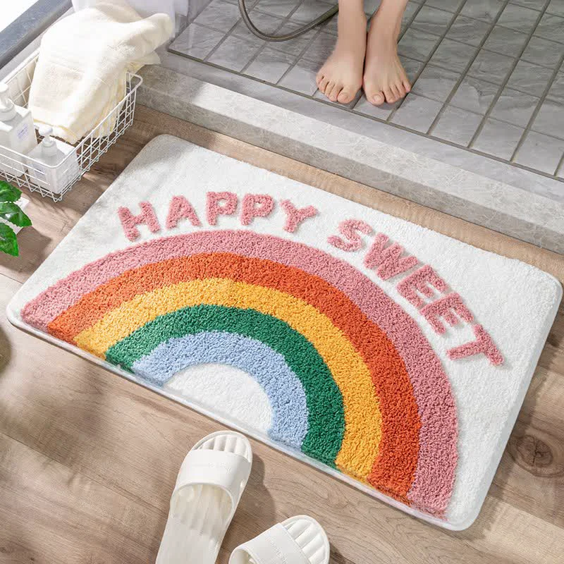 Eco-Friendly Ownkoti Cartoon Rainbow Decorative Bath Rug Original Design