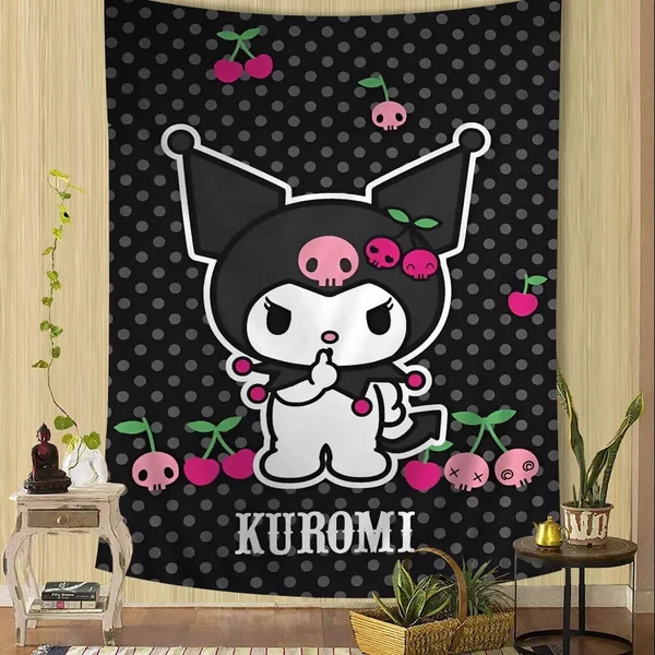 Fine Kuromi Cartoon Tapestry Green