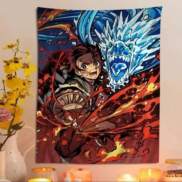 Quality Tanjiro Water Spirit Blue Dragon Tapestry Unique