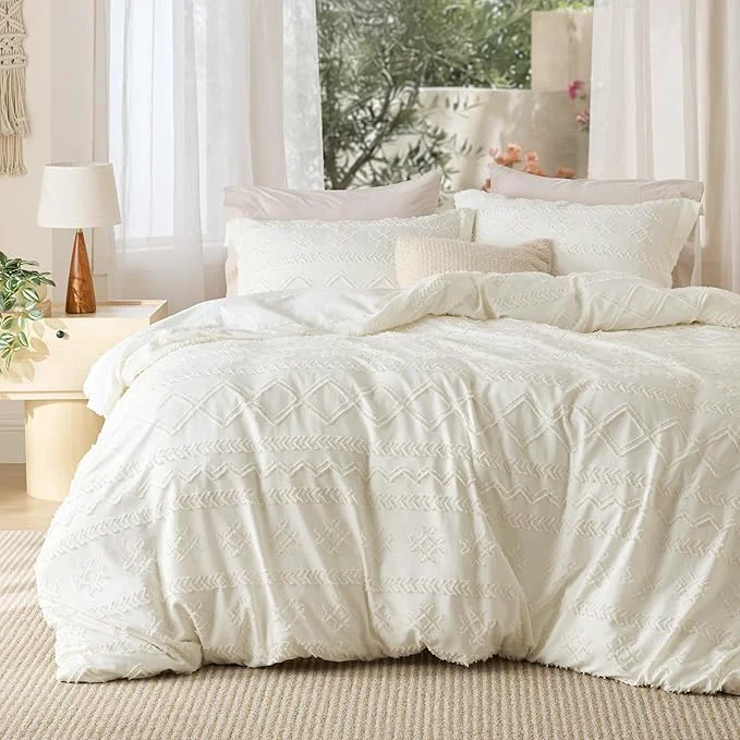 Advanced Bedsure Boho Duvet Cover King Size Soft amp Comfortable Elegant Design Boho Bedding for Decoration Machine Washable Comforter Cover for All Seasons Includes 1 Duvet Cover amp 2 Pillow Shams White Detailed