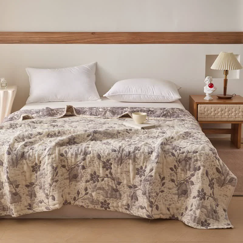 Recyclable Ownkoti Floral Vine Cotton Gauze Quilt Optimized