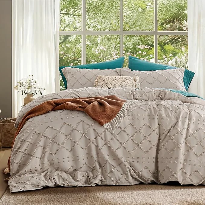 Comfortable Bedsure Boho Oversized King Duvet Cover - Linen Breathable amp Soft Boho Bedding Machine Washable Comforter Cover for All Seasons Includes 1 Duvet Cover 120 quot x98 quot with 2 Pillow Shams amp Zipper Closure Authentic