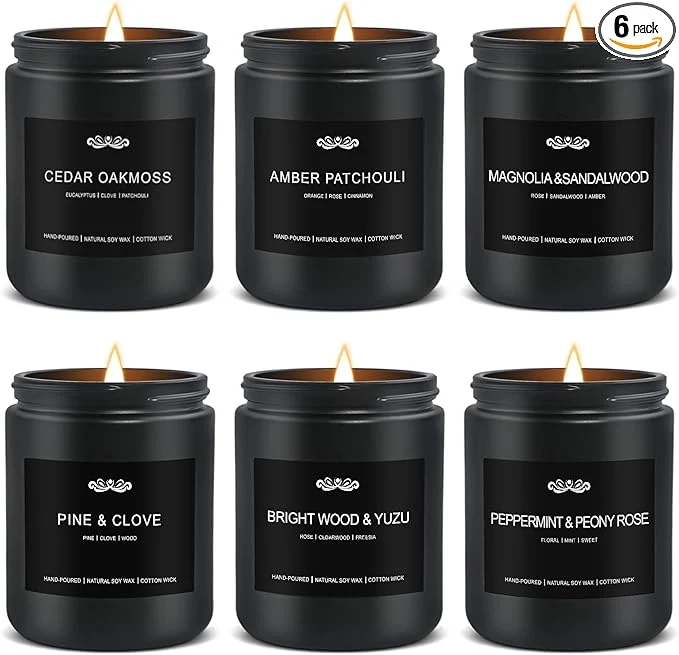 High-Grade 6 Pack Candles for Home Scented Aromatherapy Candles Gifts Set for Men Stylish