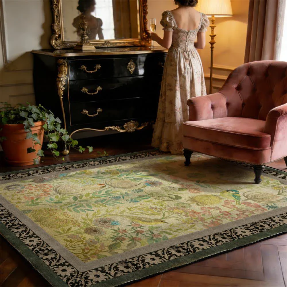 Crafted Ownkoti Country Floral amp Bird Non-Slip Area Rug Organic