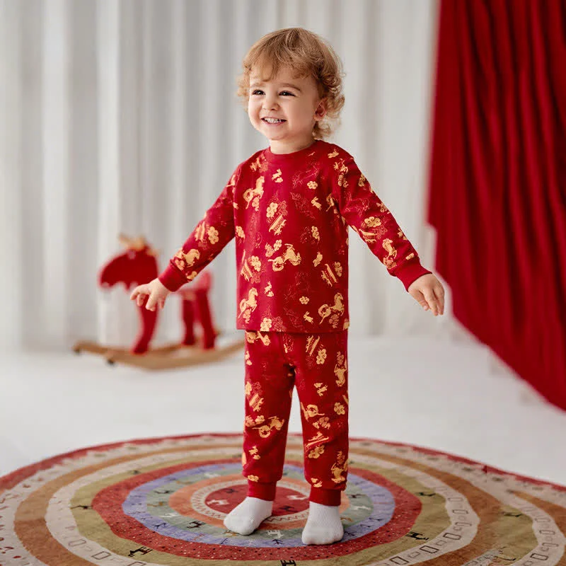 Professional Ownkoti Golden Pony Cotton Kids Loungewear Set Eco-Friendly