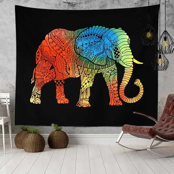 Carefully Designed Mandala Elephant Curtain Tapestry Verified
