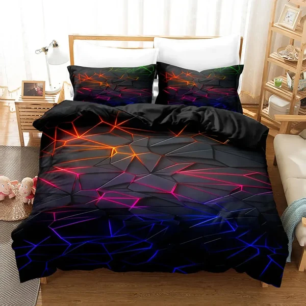 Pure Colorful Glowing Polygonal Doona Cover Authentic