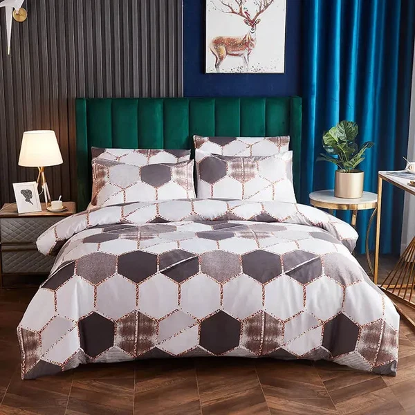 High-Grade Geometric Hexagon Quilt Cover Detailed