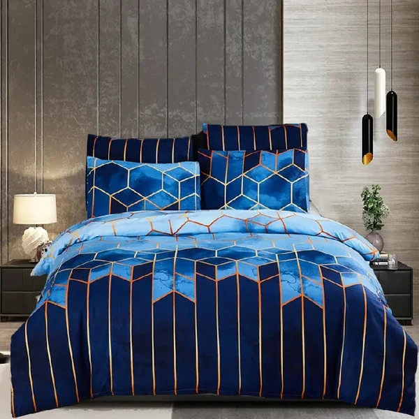 Efficient 3D Geometric Printed Quilt Cover Luxury