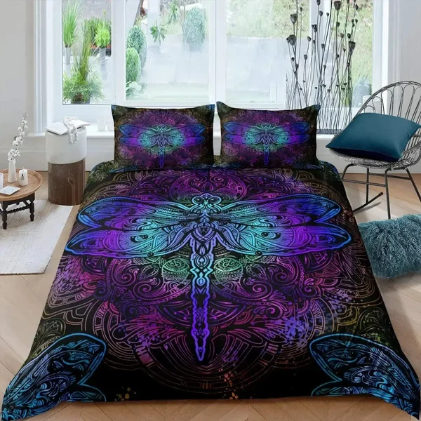 Secure Bohemian Dragonfly King Size Duvet Cover Set Fine