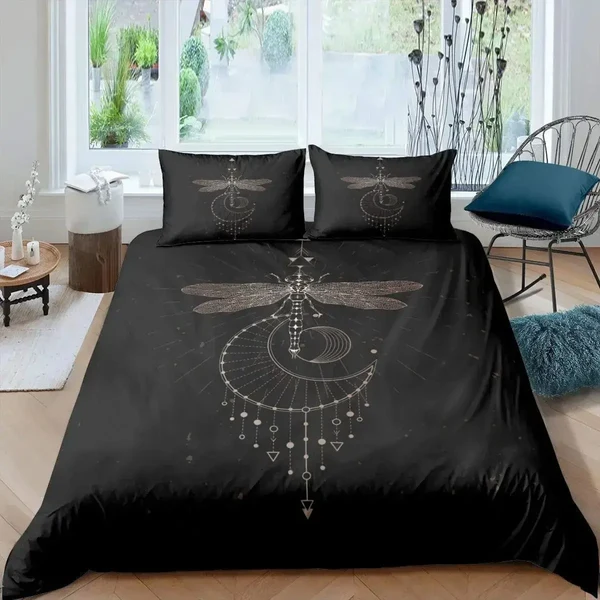 Crafted Bohemian Dragonfly King Size Quilt Bedding Set User-Friendly