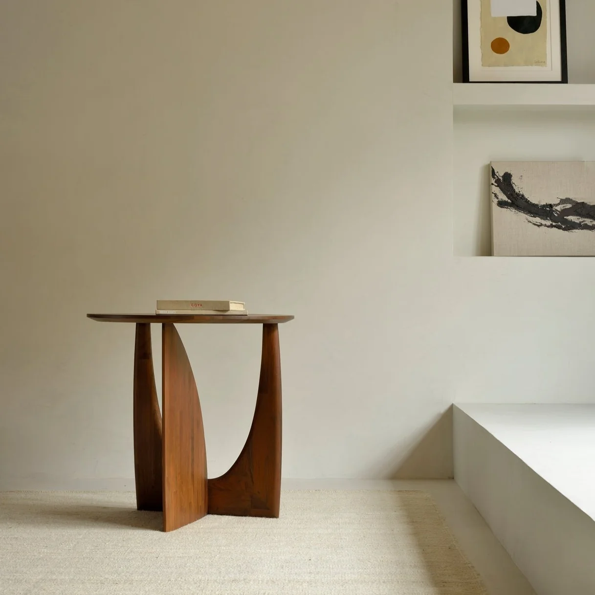 Unique Geometric Side Table Teak Durable
