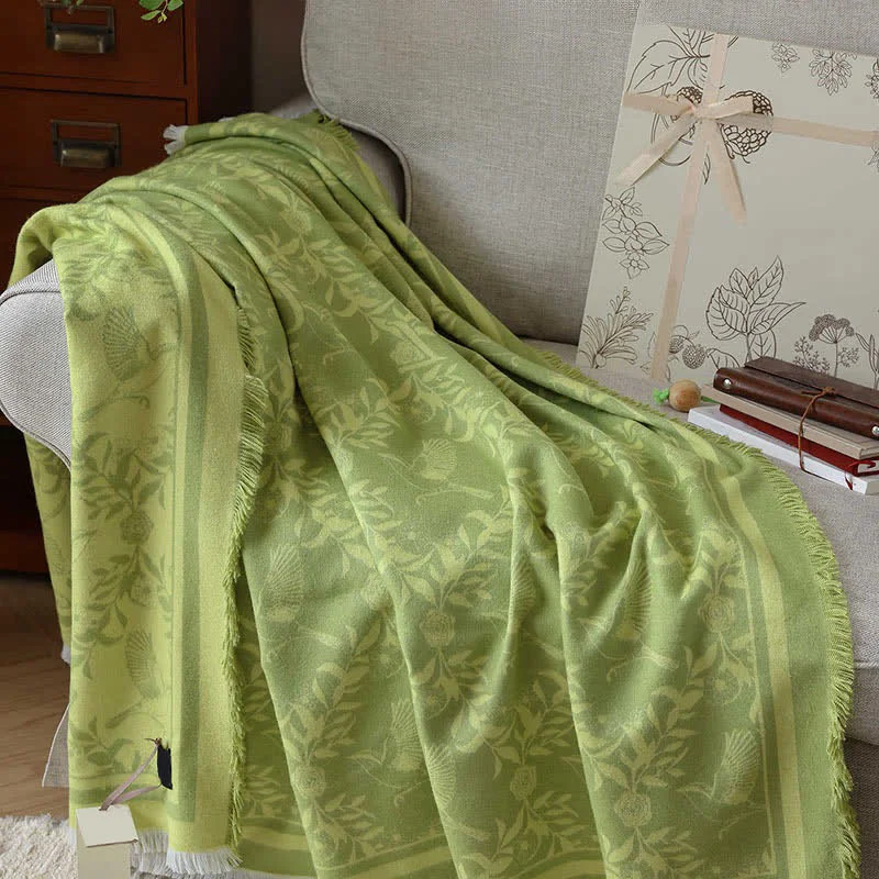 Trusted Ownkoti Green Artistic Botanical Tassel Throw Blanket Reusable