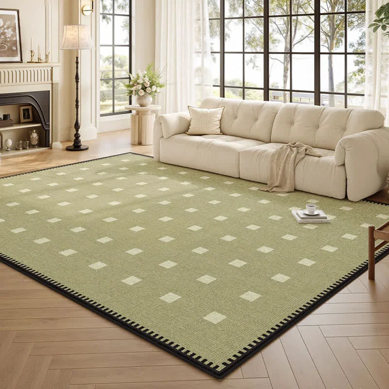 Reliable Ownkoti Green Checkered Pattern Area Rug Environmentally Friendly