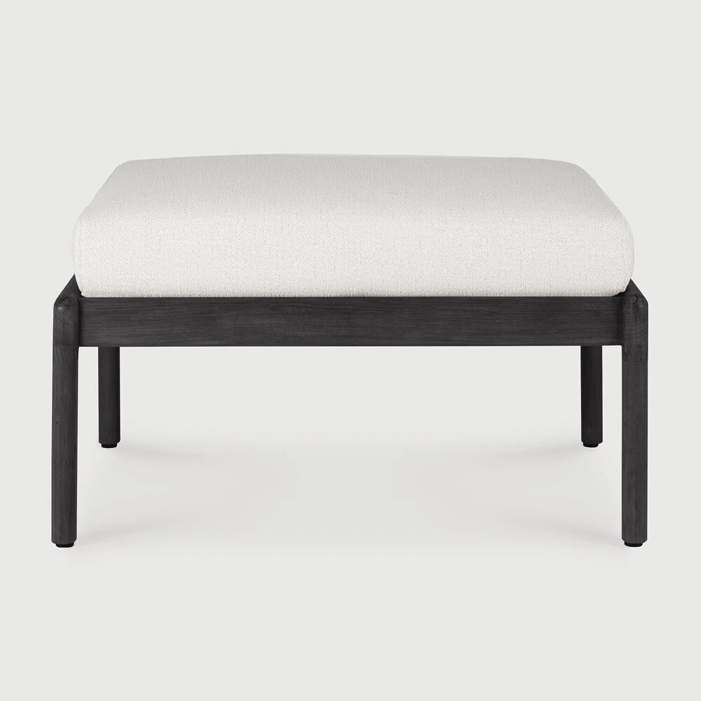 Quality Jack Solid Black Teak Outdoor Footstool Off White Authentic