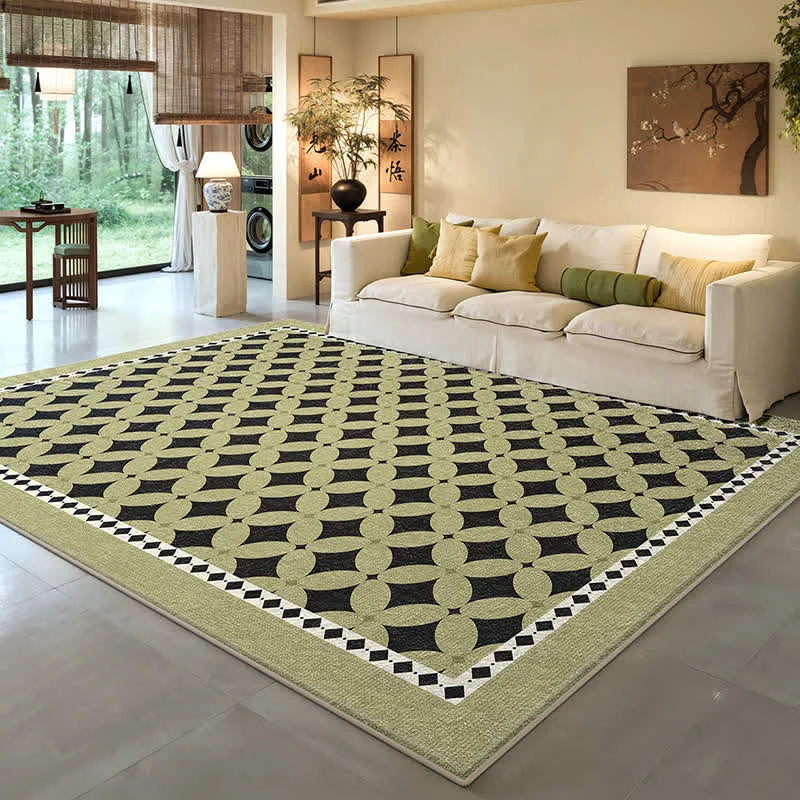 Smart Ownkoti Green Geometric Diamond Area Rug Refined