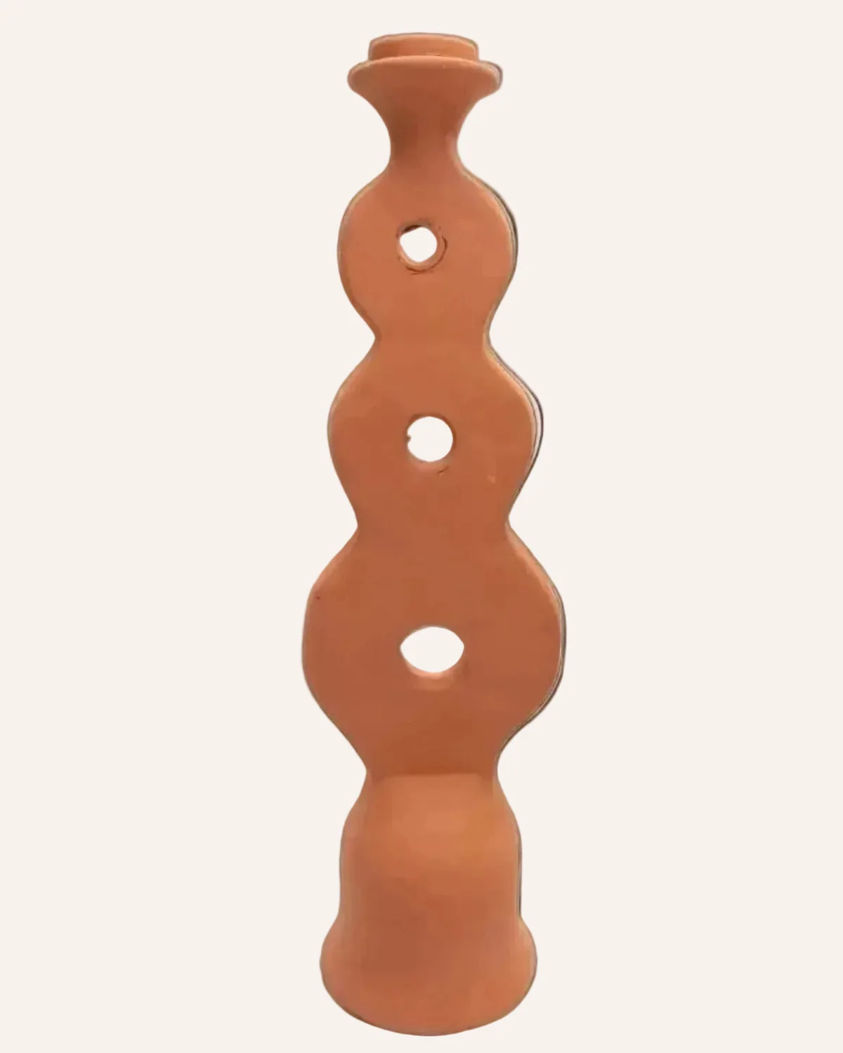 Exceptional Moroccan Unglazed Terracotta Candle Holder- Infinity Refined
