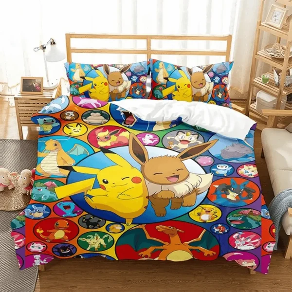 High-Quality 3D Anime Pokemon Pikachu Bedding Set High-End