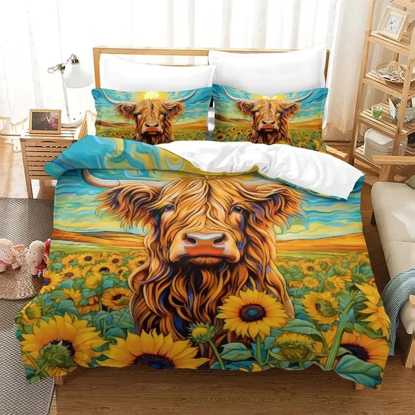 Comfortable Highland Cow Quilt Cover Dependable