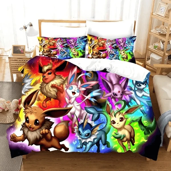 Traditional 3D Pokemon Pikachu Anime Doona Cover Lightweight