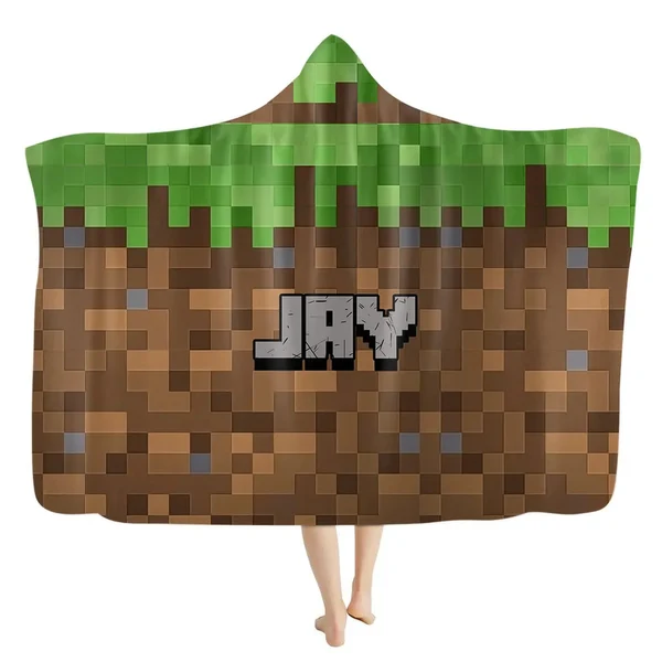 Authentic Minecraft Inspired Hooded Blanket Personalized Comfortable