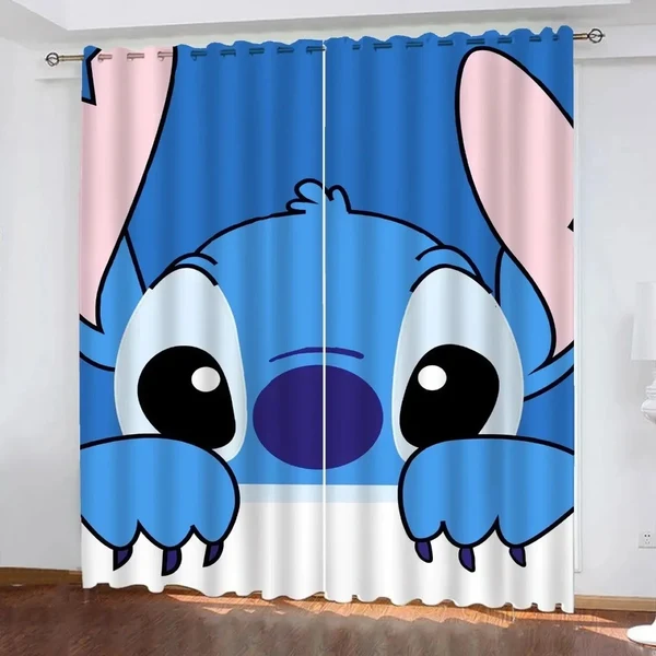 Traditional Cartoon amp Anime Stitch Ohana Window Curtains Original Design