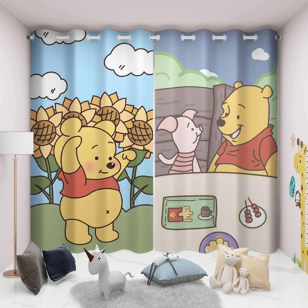 Pure Winnie the Pooh Kids Curtains – Cartoon Blackout Drapes for Bedroom amp Living Room Carefully Designed