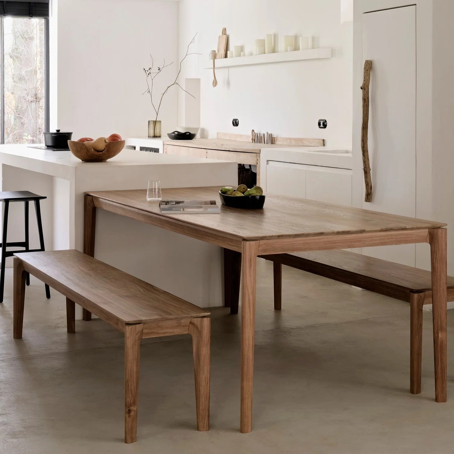 Flexible Bok Solid Teak Dining Table 87 quot Durable