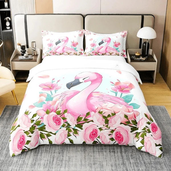 Fine Crafted Pink Flamingo Duvet Cover Flexible