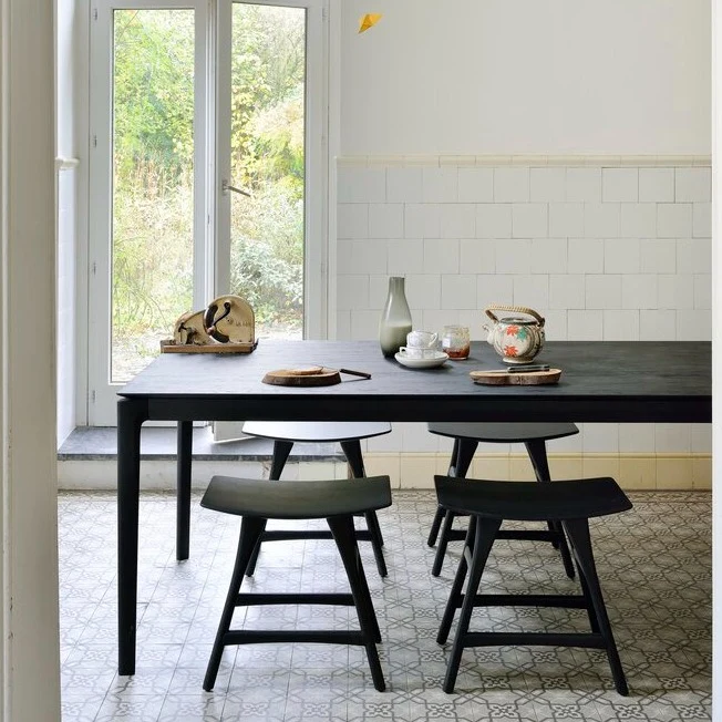 Long-Lasting Bok Solid Black Oak Dining Table 63 quot Contemporary