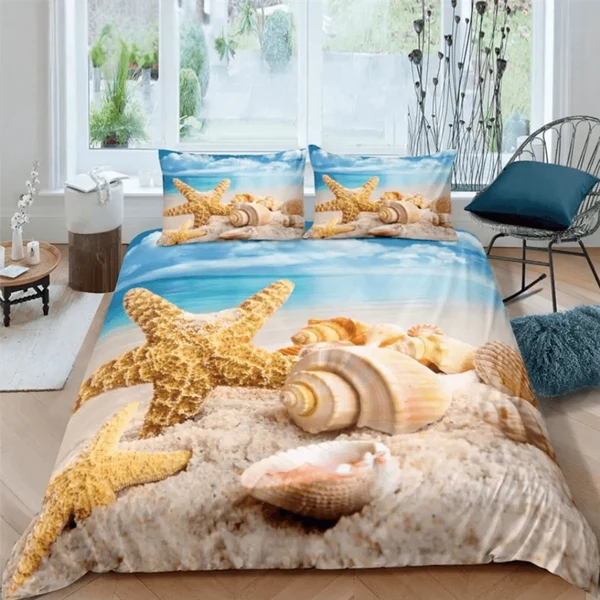 Dependable Starfish Seaside Beach 3D Duvet Cover Set Elite