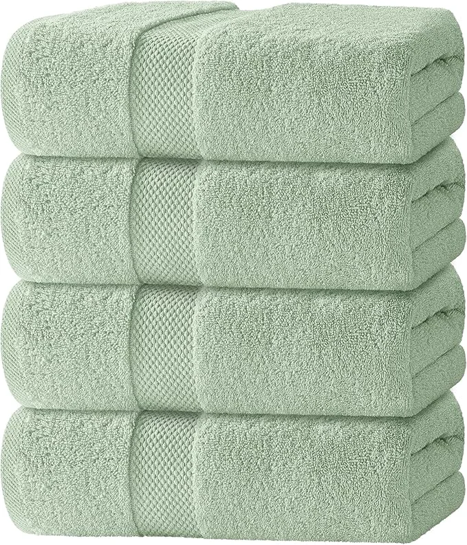 Sustainable White Classic Luxury Bath Towels Set of 4 Large Fine