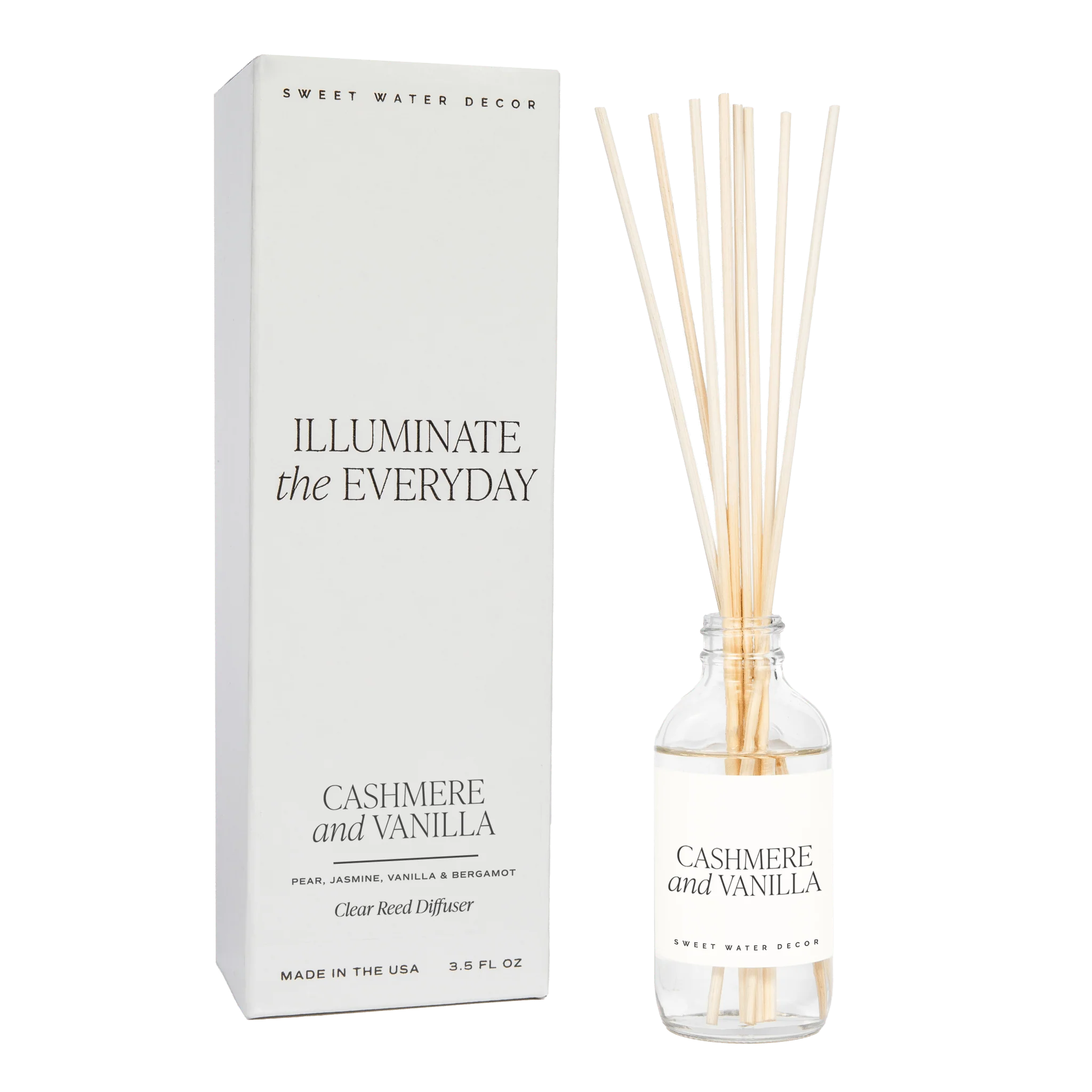 Detailed Cashmere and Vanilla Clear Reed Diffuser Genuine