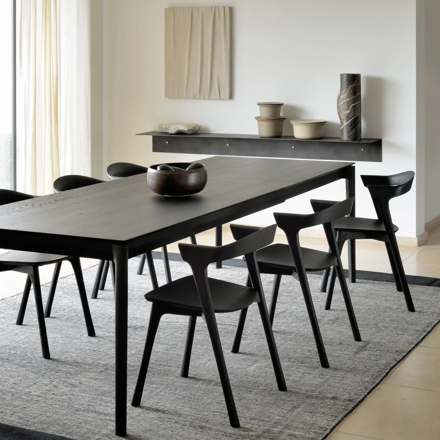 Healthy Bok Solid Black Oak Extendable Dining Table 63 quot 94 quot Elegant