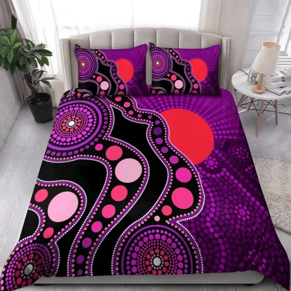 Relaxed Australian Ab Bedding Set – Indigenous Art Quilt Cover amp Pillowcases Top-Quality