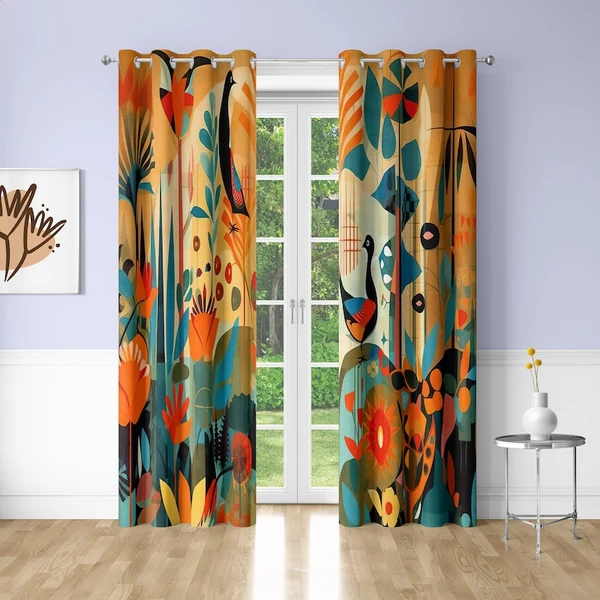 Contemporary Colorful Bird Window Curtains – Abstract Art Curtains for Bedroom amp Dorm Decor Effective