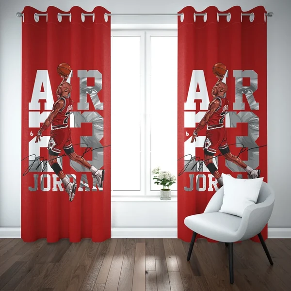 Enhanced NBA Basketball Window Curtains – Micheal Jordan Themed Drapes for Kids amp Adults Reusable