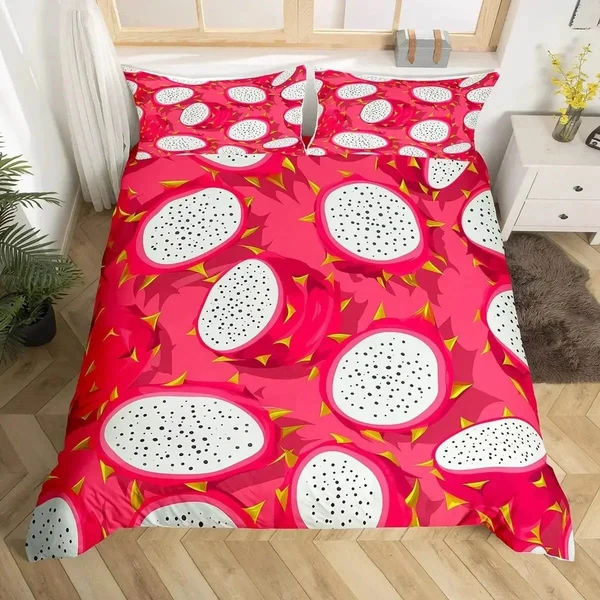 Expertly Made 3D Red Pitaya Dragon Fruit Duvet Cover Set – Tropical Fruit Bedding For Kids Teens amp Adults Recyclable