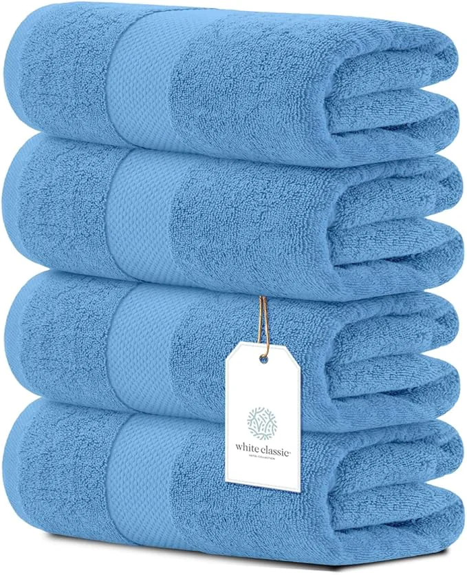 Relaxed White Classic Luxury Bath Towels Set of 4 Large Optimized