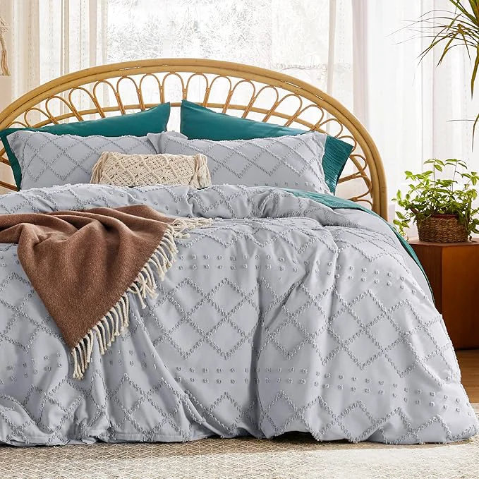 Effective Bedsure Boho Duvet Cover King Size - Light Grey Breathable amp Soft Boho Bedding Machine Washable Comforter Cover for All Seasons Includes 1 Duvet Cover 104 quot x90 quot with 2 Pillow Shams amp Zipper Closure Consistent