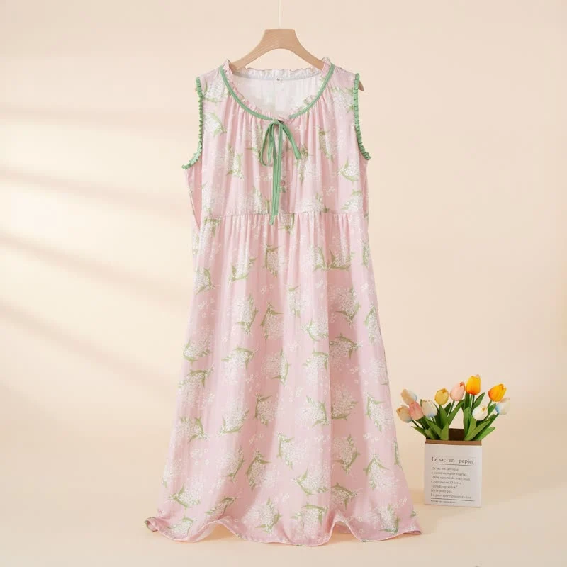 Crafted Ownkoti Baby 39 s Breath Cotton Gauze Sleeveless Nightdress Comfortable
