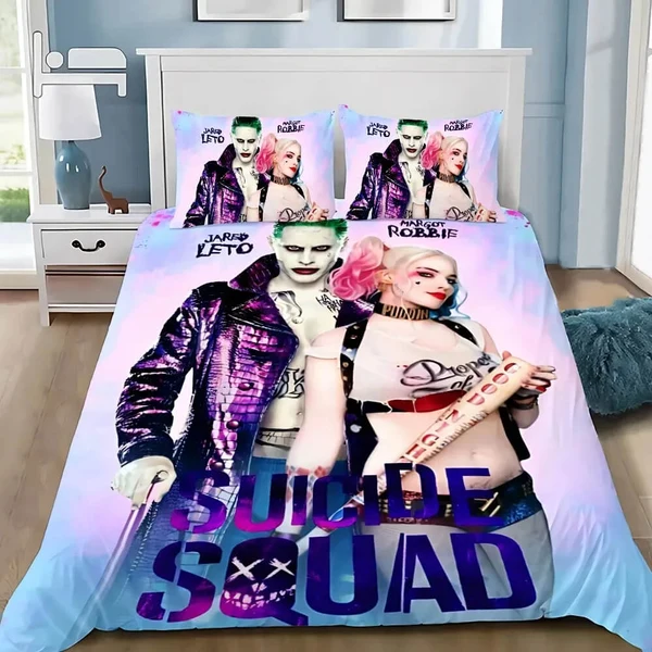 Specialty Harley Quinn amp Joker Quilt Cover – DC Comics Villain Bedding Set for Fans Eco-Friendly
