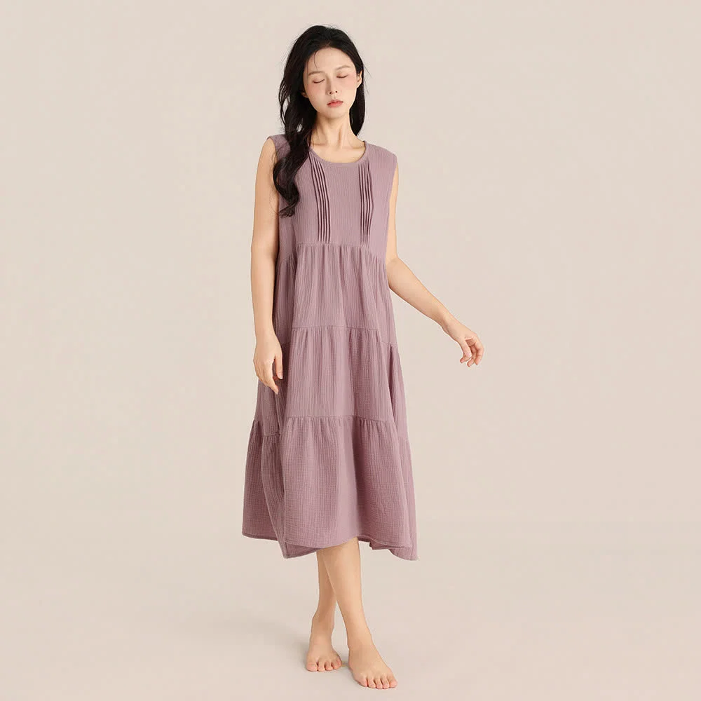 Outstanding Ownkoti Minimalist Cotton Double Gauze Sleeveless Nightgown Stylish