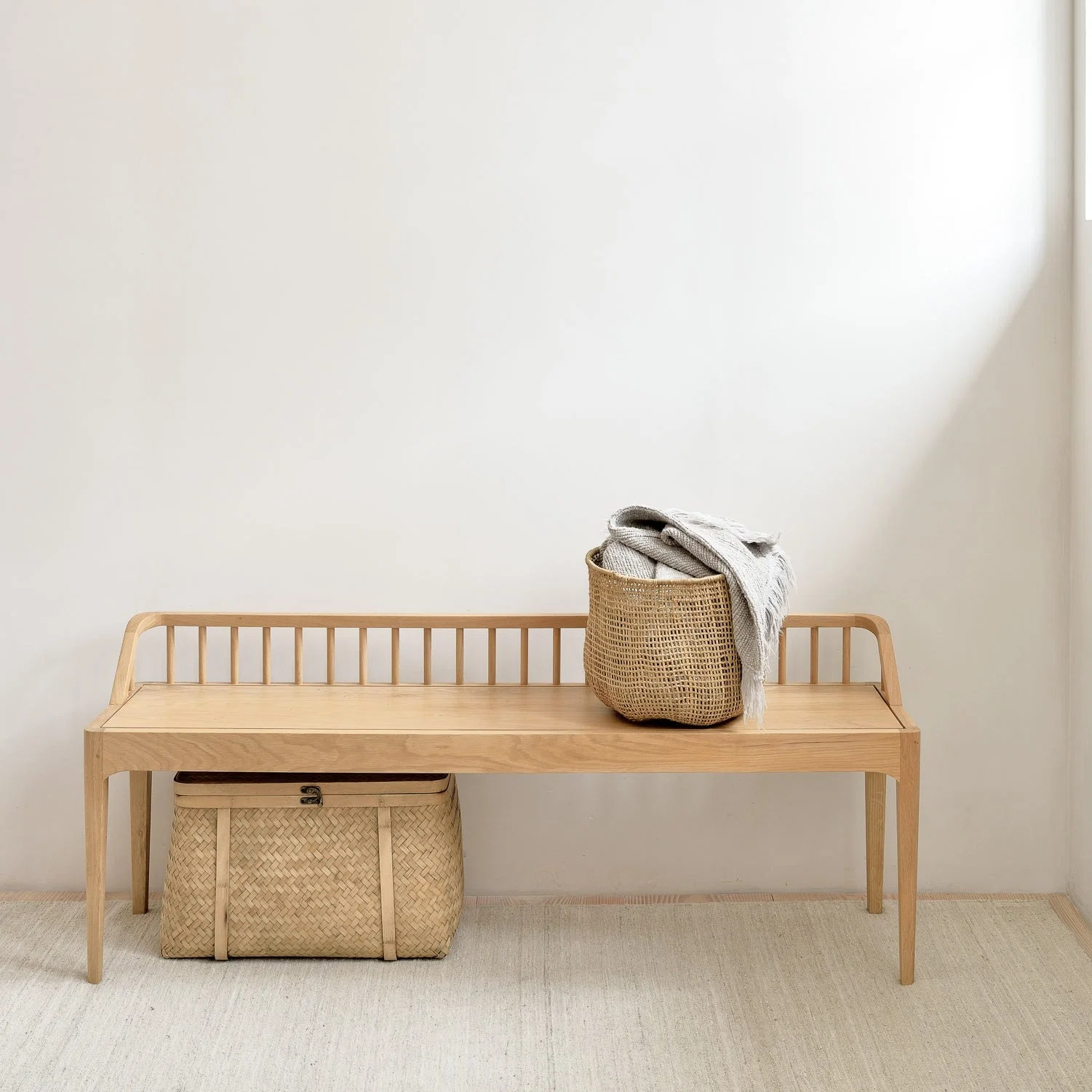 Comfortable Spindle Solid Oak Bench Original Design