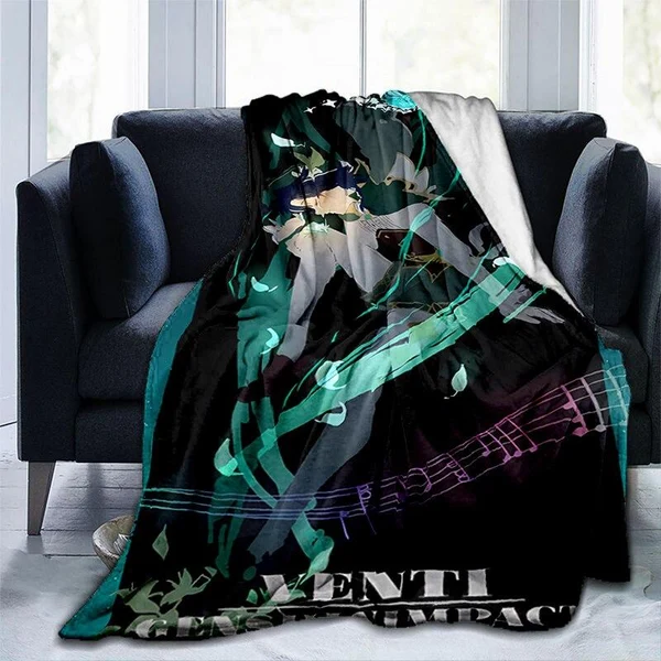 Elegant Genshin Impact Anime Flannel Blanket – Cartoon Throw Blanket for Sofa Bed amp Couch Top-Quality