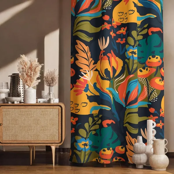 Outstanding Exotic Tropical Flower Print Curtain Panels – Botanical Wildflower Drapes Efficient