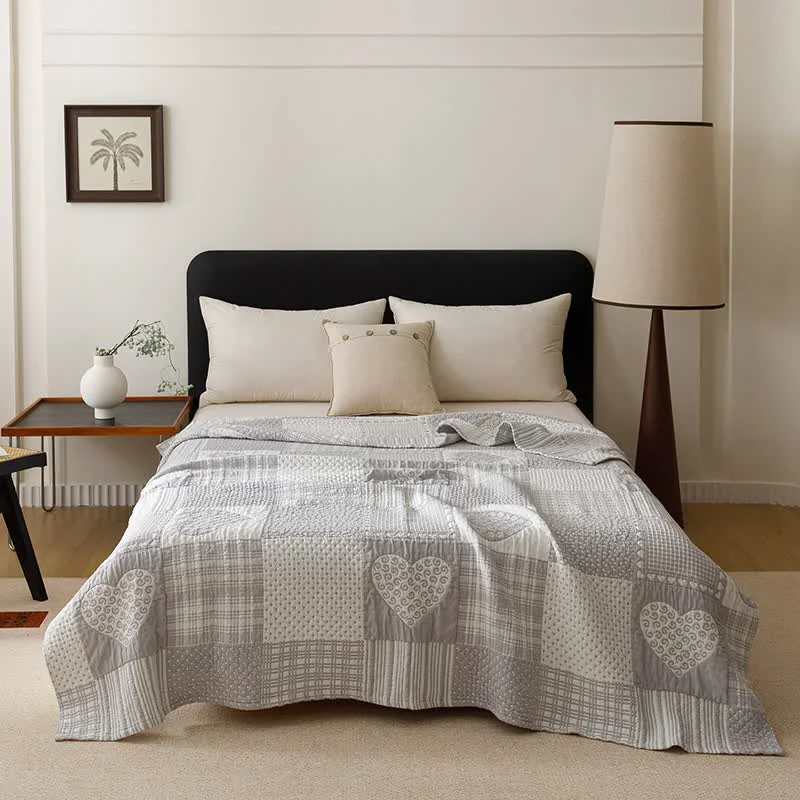 Sustainable Ownkoti Patchwork Style Heart Cotton Gauze Quilt Blanket Proven