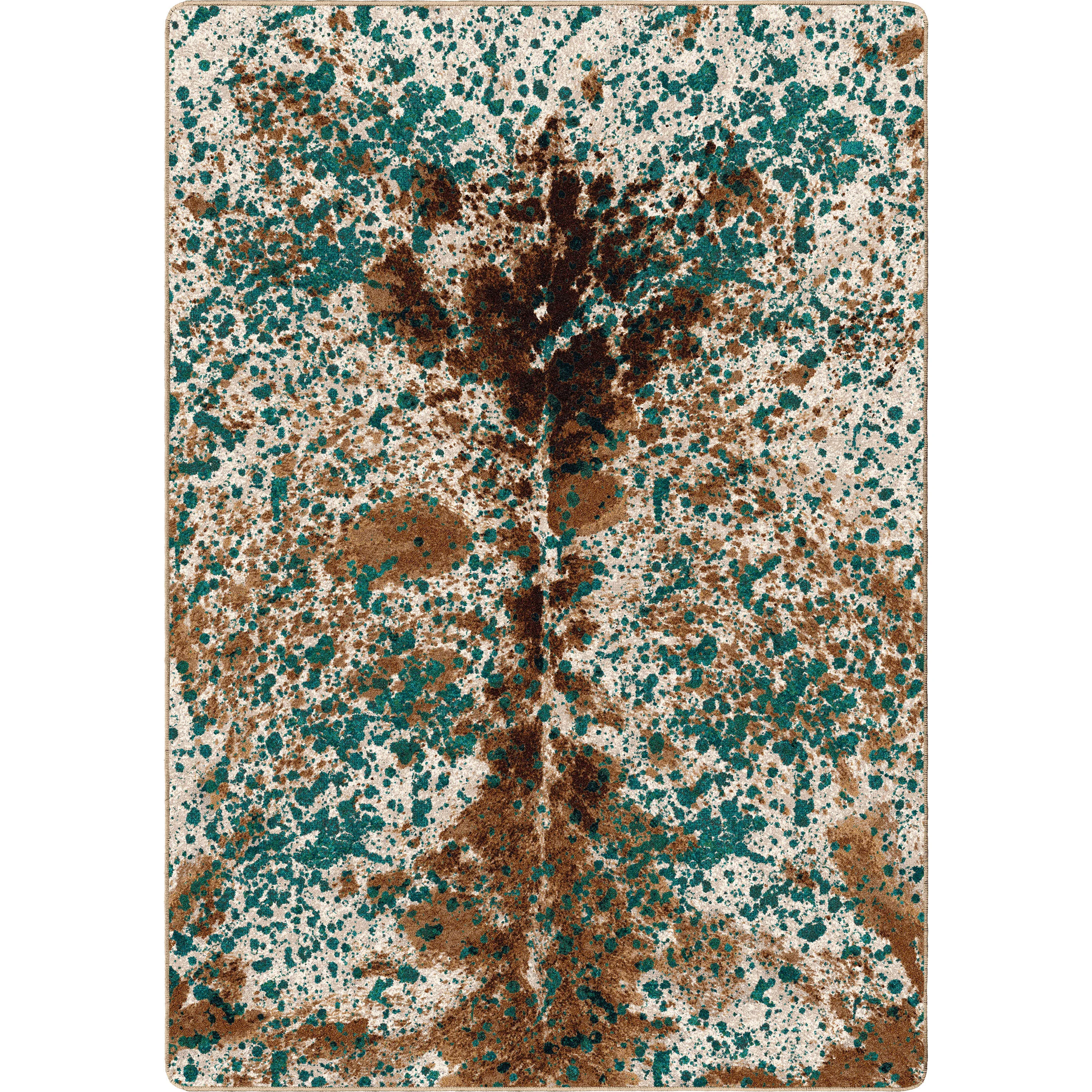 Breathable Splatter Cowhide Rug – Green Turquoise Safe