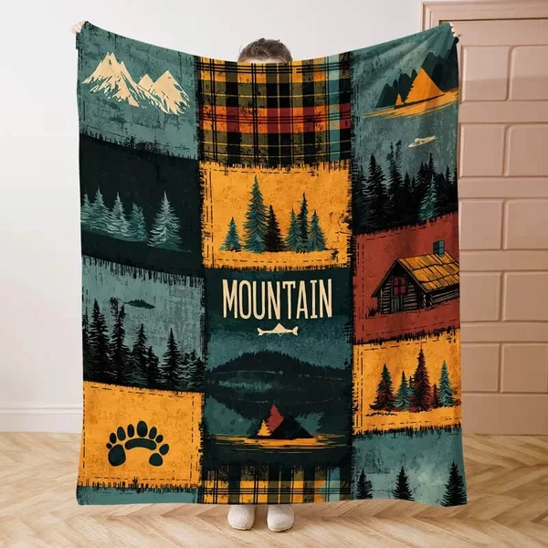 World-Class Camping Throw Blanket – Happy Camper Soft Flannel Blanket for Sofa Bed amp Outdoor Travel Original Design