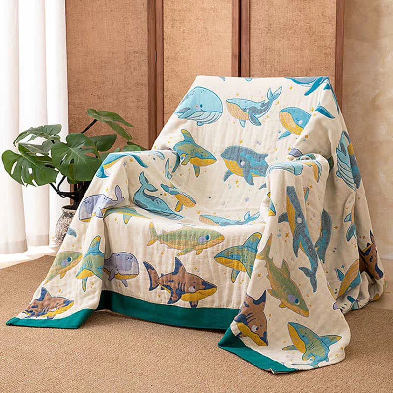 Expertly Made Ownkoti Ocean Whale Dolphin Cotton Blanket Functional